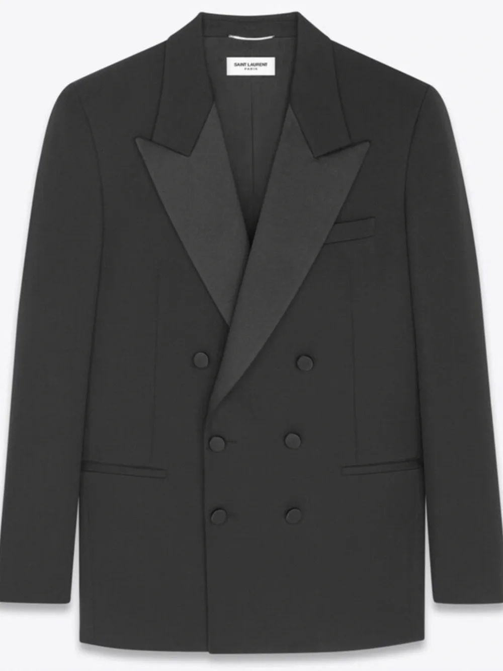 Saint Laurent YSL Grain Poudre Double Breasted Tuxedo Blazer Jacket